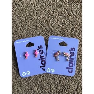 Two brand new pairs of Claire’s flamingo earrings